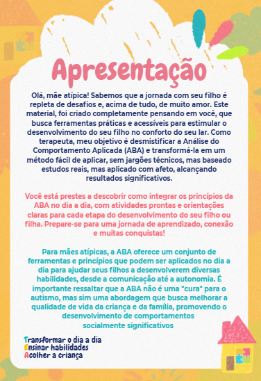 Página de apresentação para a mãe atípica