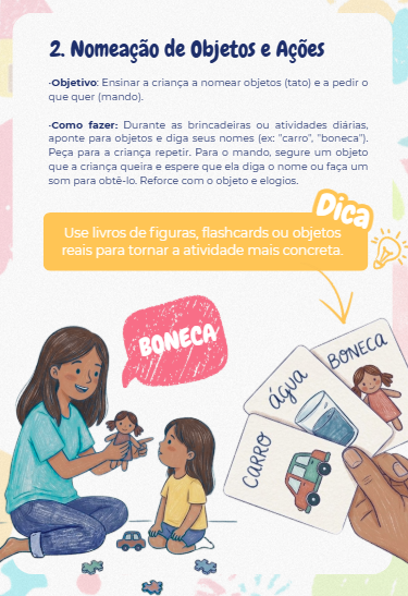 Atividade de nomeação de objetos e ações